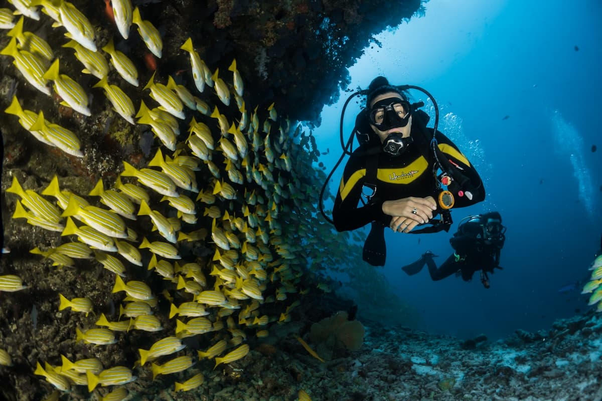 Hiking and diving outdoor adventure